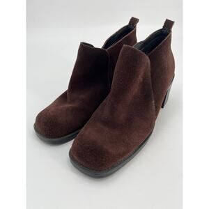SALE Vintage Esprit Footwear Square Toe Block Heel Ankle Boots Sz 8.5 Brown